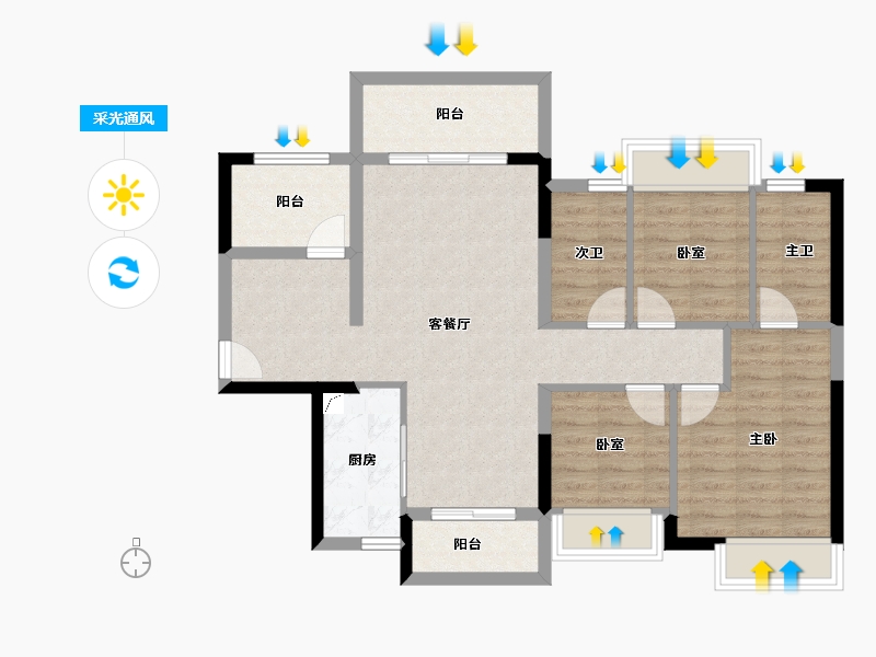 广东省-佛山市-招商悦府-87.85-户型库-采光通风