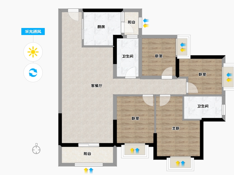 广东省-佛山市-中交白兰春晓-93.50-户型库-采光通风