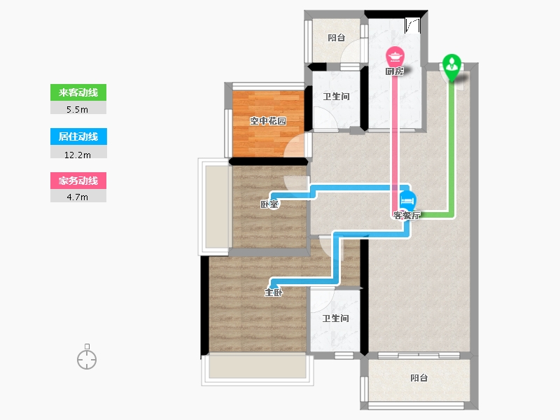 广东省-佛山市-保利中央公园-75.32-户型库-动静线