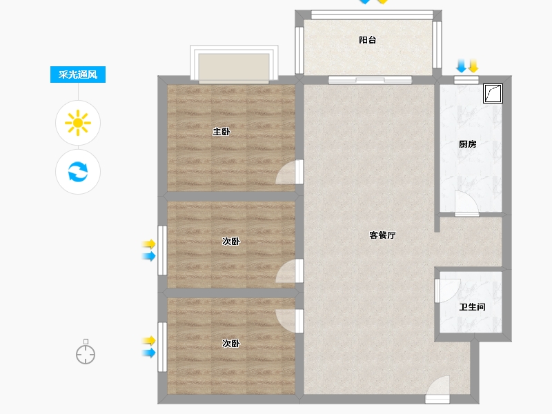 河南省-许昌市-建业桂园-80.00-户型库-采光通风