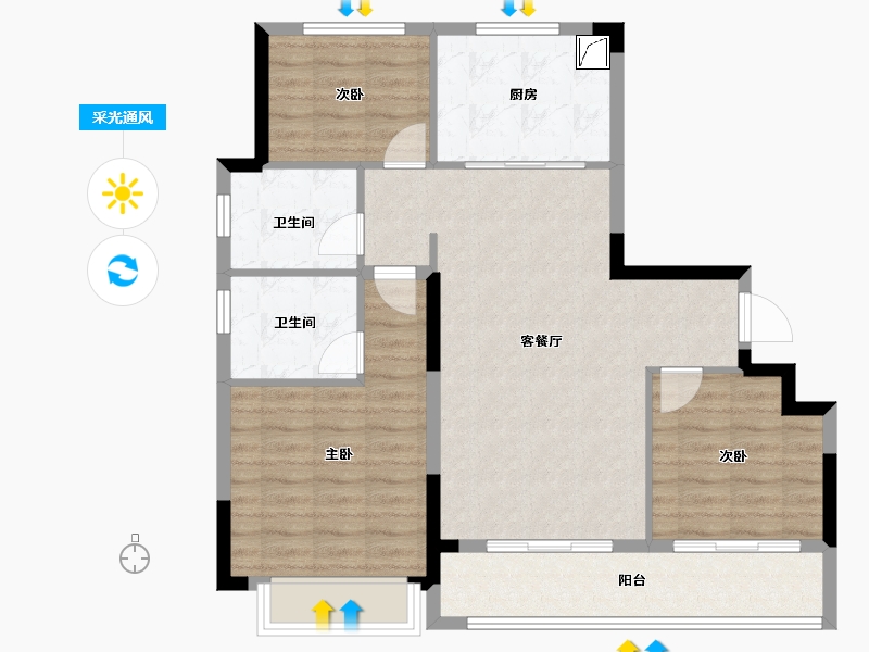 浙江省-金华市-云悦臻镜-90.00-户型库-采光通风