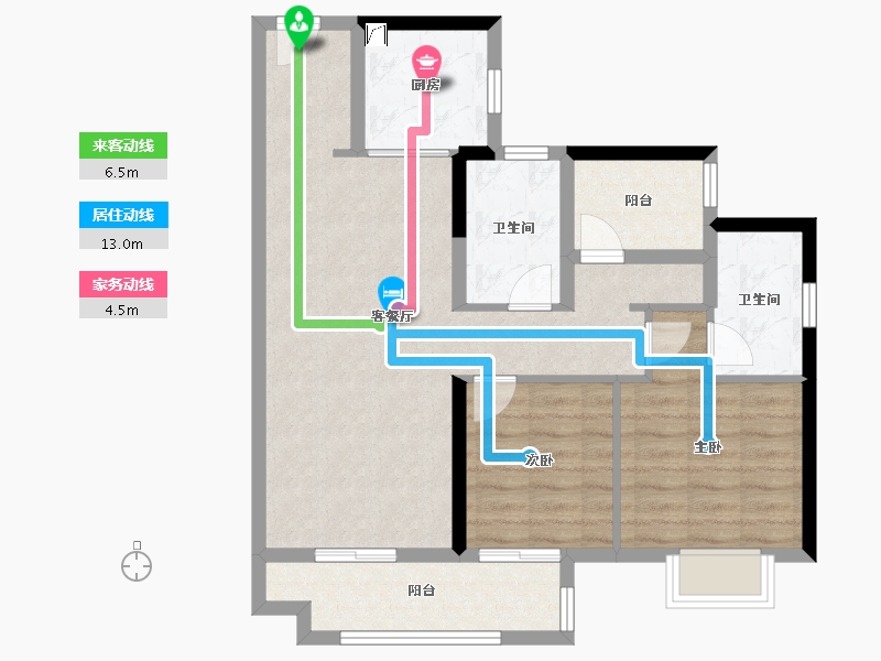 广东省-佛山市-美的金地新明珠凤翔湾壹号-78.74-户型库-动静线