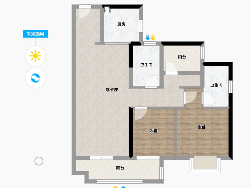 广东省-佛山市-美的金地新明珠凤翔湾壹号-78.74-户型库-采光通风