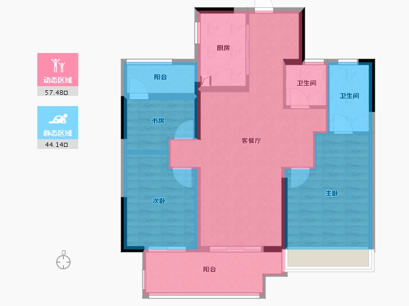 河南省-郑州市-亚新美好印象-91.00-户型库-动静分区