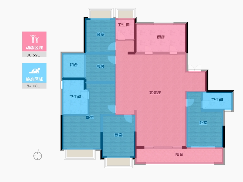 浙江省-杭州市-绿城桂冠东方-158.40-户型库-动静分区