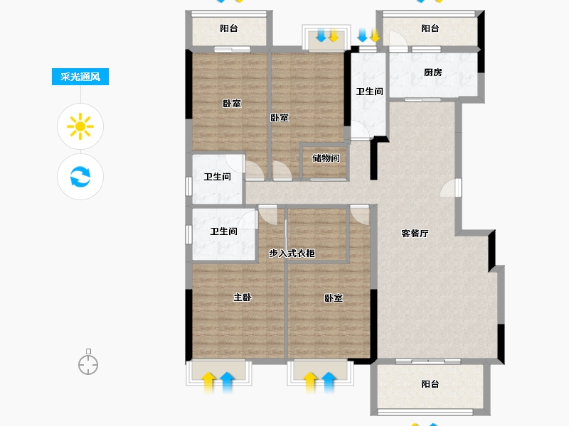 广西壮族自治区-南宁市-翡翠时光-142.40-户型库-采光通风