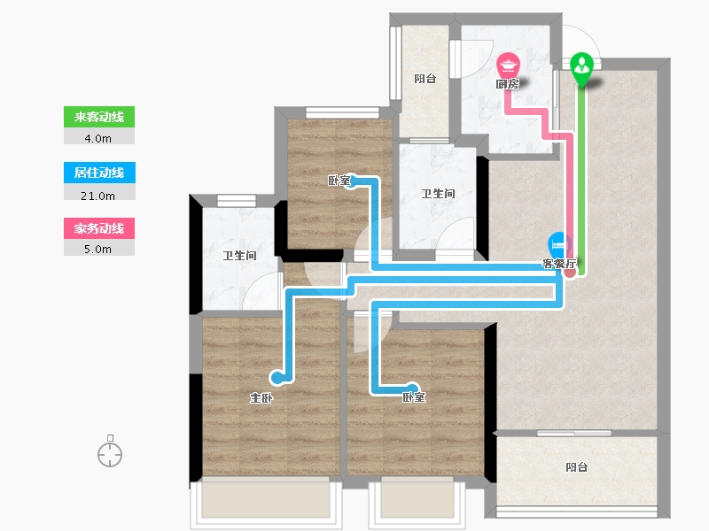 浙江省-杭州市-云川未来城-70.33-户型库-动静线