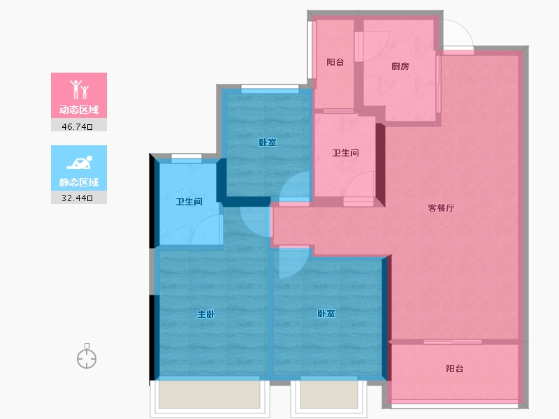 浙江省-杭州市-云川未来城-70.33-户型库-动静分区