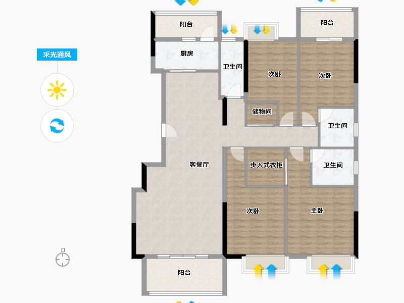 广西壮族自治区-南宁市-翡翠时光-150.78-户型库-采光通风