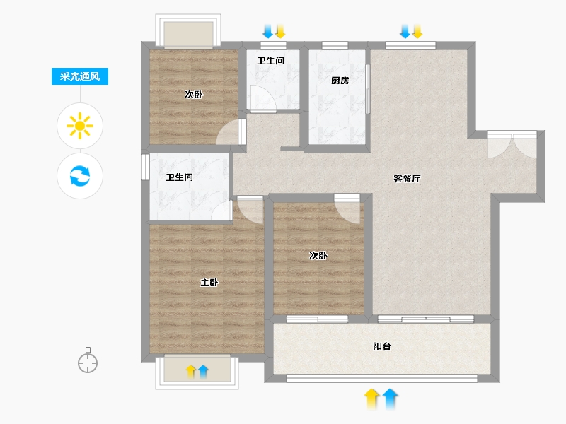 江苏省-南京市-星叶瑜憬尚府-94.40-户型库-采光通风