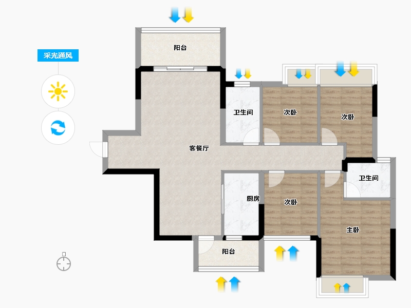 广西壮族自治区-南宁市-保利领秀前城-98.00-户型库-采光通风