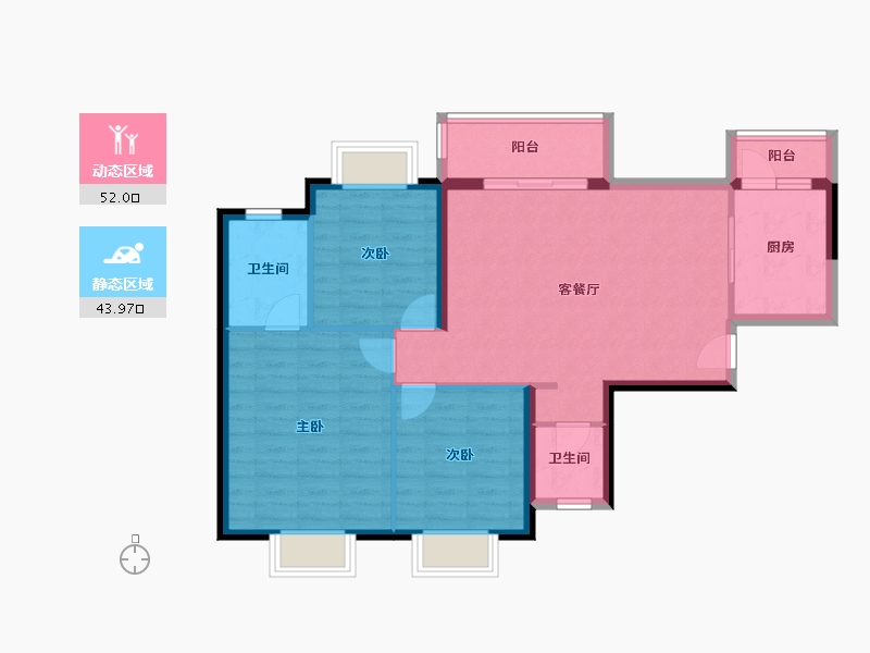 广东省-珠海市-佳兆业·水岸华都·悦港湾-86.68-户型库-动静分区