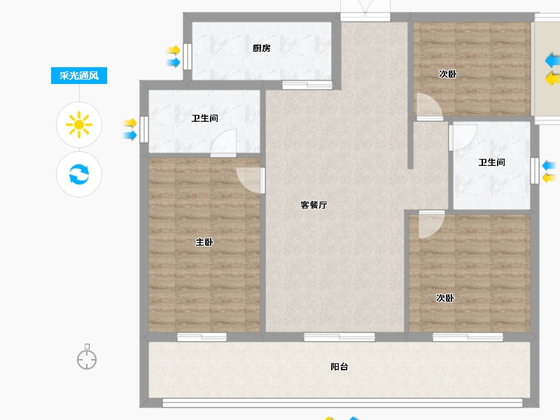 广西壮族自治区-南宁市-阳光城江山璟原-102.40-户型库-采光通风