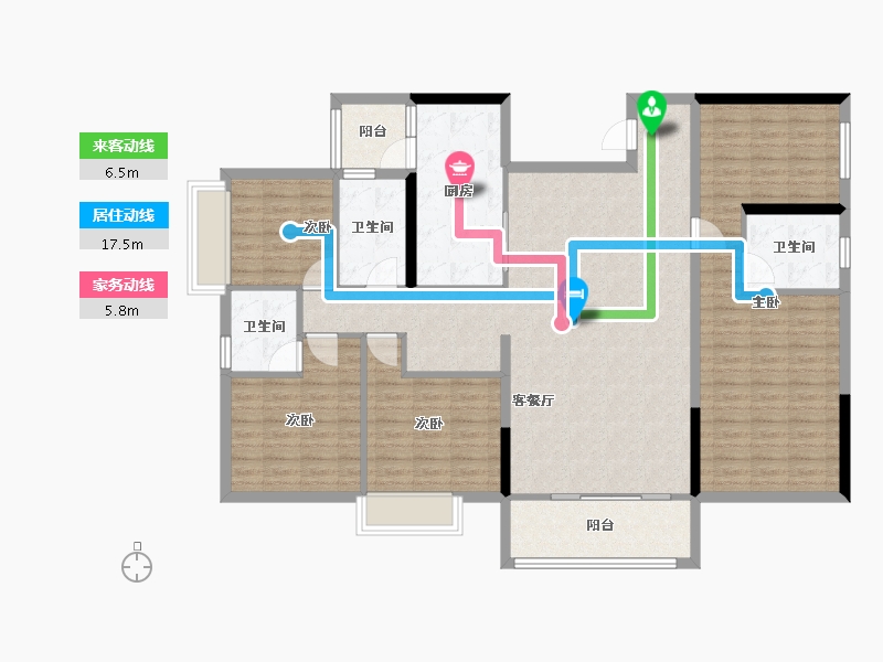 广西壮族自治区-南宁市-翡翠时光-140.83-户型库-动静线