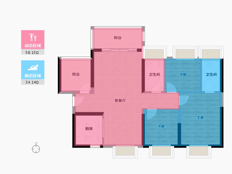 广东省-珠海市-碧桂园·华发滨海天际-82.41-户型库-动静分区