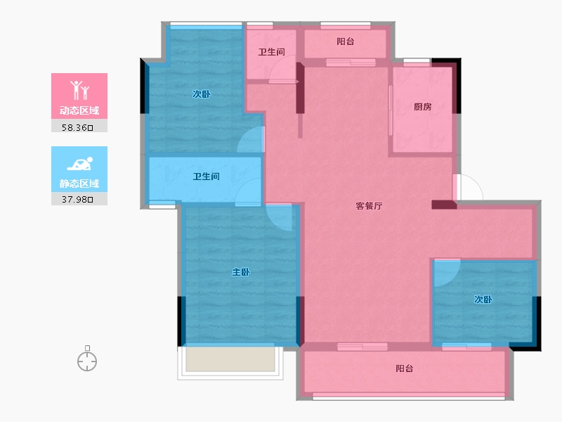 广西壮族自治区-南宁市-荣和澜山府-86.40-户型库-动静分区