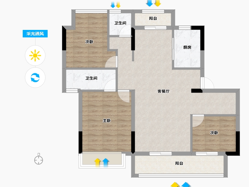 广西壮族自治区-南宁市-荣和澜山府-86.40-户型库-采光通风