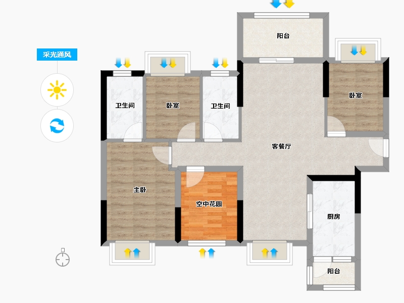 广东省-佛山市-中交白兰春晓-88.86-户型库-采光通风