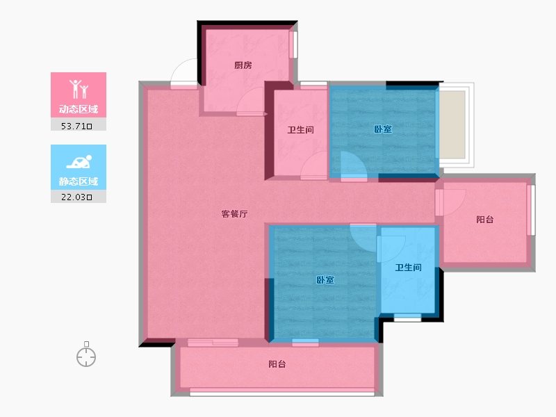 广西壮族自治区-南宁市-融创九熙府·熙园-66.40-户型库-动静分区