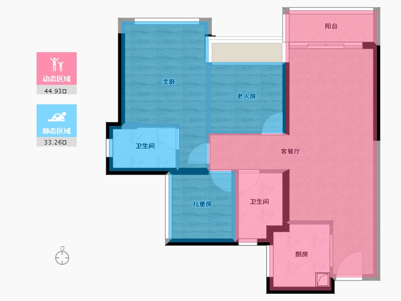 广东省-佛山市-龙光玖龙臺-69.16-户型库-动静分区