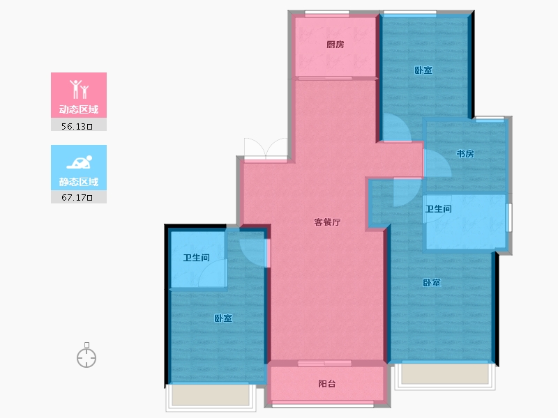 浙江省-杭州市-荟品天语城-111.21-户型库-动静分区