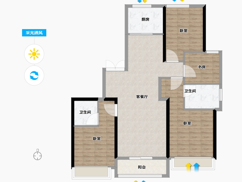 浙江省-杭州市-荟品天语城-111.21-户型库-采光通风