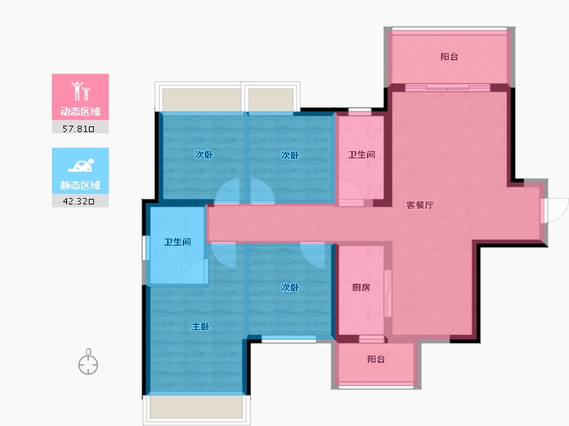 广西壮族自治区-南宁市-保利领秀前城-88.67-户型库-动静分区