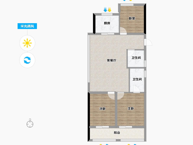 浙江省-杭州市-云川未来城-83.69-户型库-采光通风