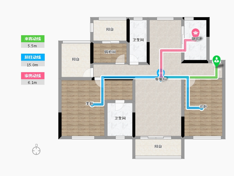 江苏省-南京市-仁恒公园世纪-125.60-户型库-动静线