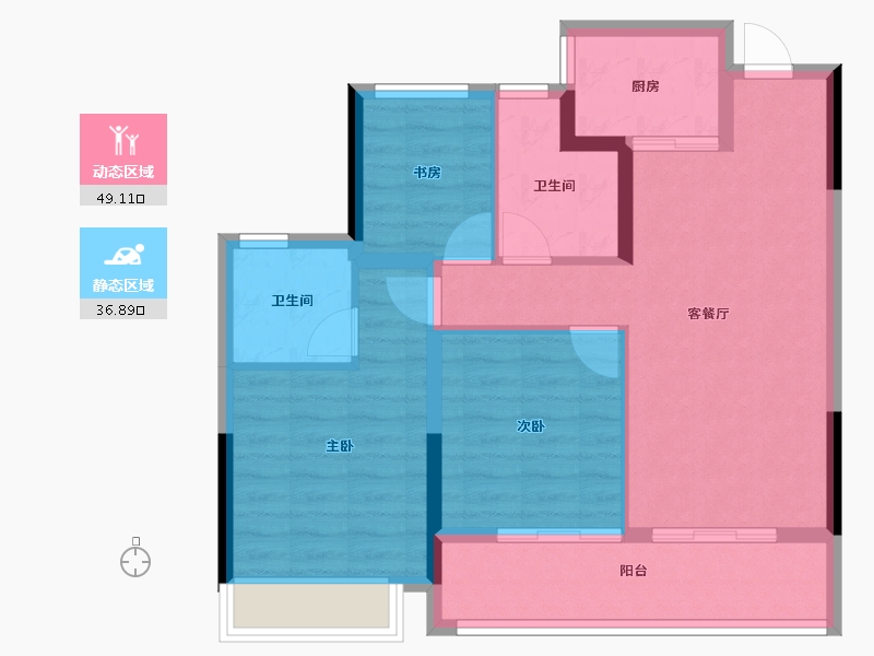 浙江省-杭州市-大家坤和美筑-76.80-户型库-动静分区