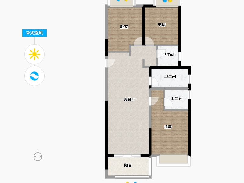 河南省-郑州市-朗悦公园府-96.15-户型库-采光通风