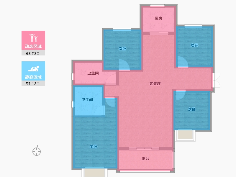 甘肃省-兰州市-兰石豪布斯卡-110.36-户型库-动静分区