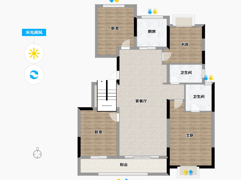 浙江省-杭州市-禹洲宋都望林府-135.43-户型库-采光通风