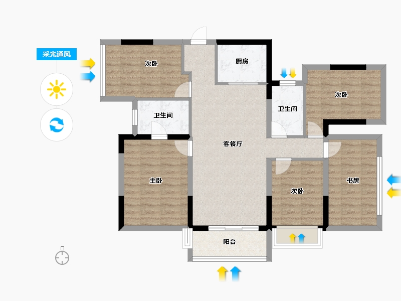 广西壮族自治区-南宁市-保利领秀前城-98.00-户型库-采光通风