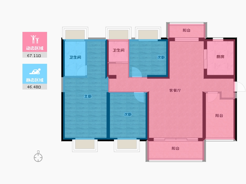 广东省-珠海市-碧桂园·华发滨海天际-100.52-户型库-动静分区