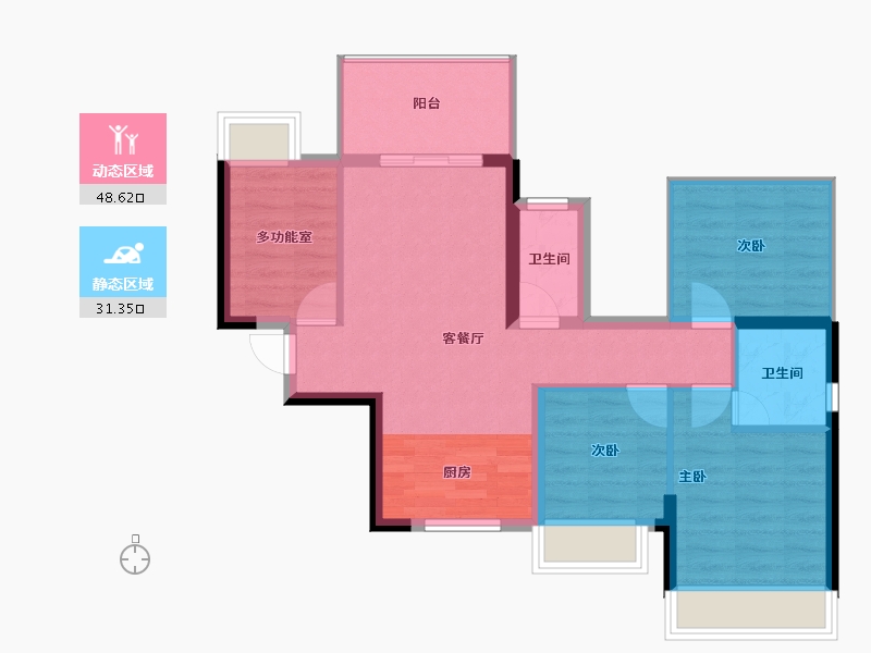 广西壮族自治区-南宁市-丰泽双湾紫云台-71.63-户型库-动静分区