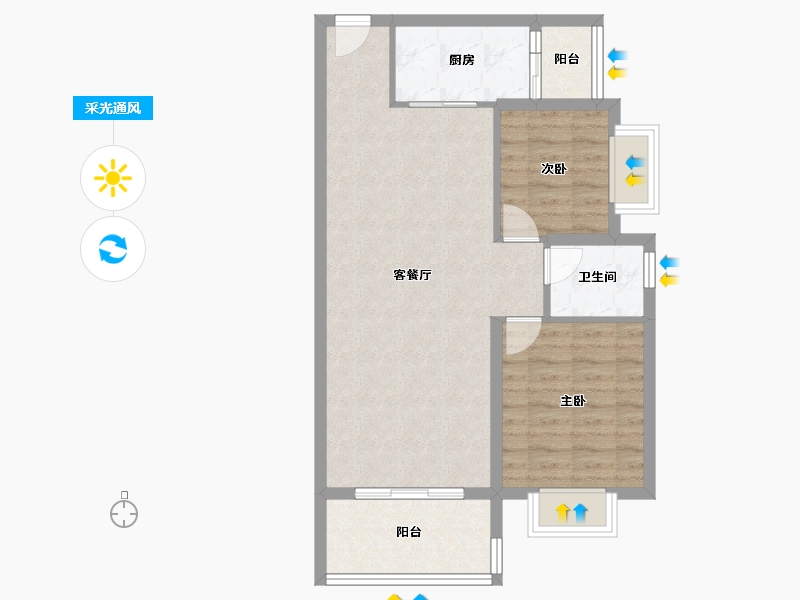 广东省-珠海市-京华假日湾C区-68.83-户型库-采光通风