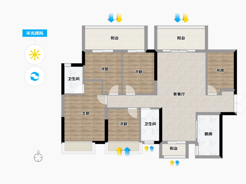 广西壮族自治区-南宁市-东方尊府-114.88-户型库-采光通风