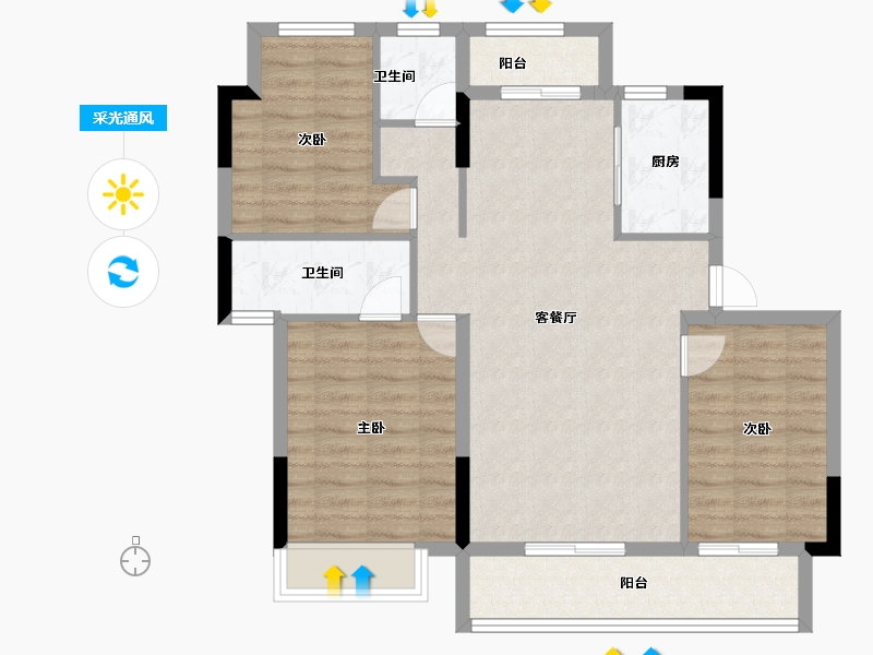 广西壮族自治区-南宁市-荣和澜山府-86.40-户型库-采光通风