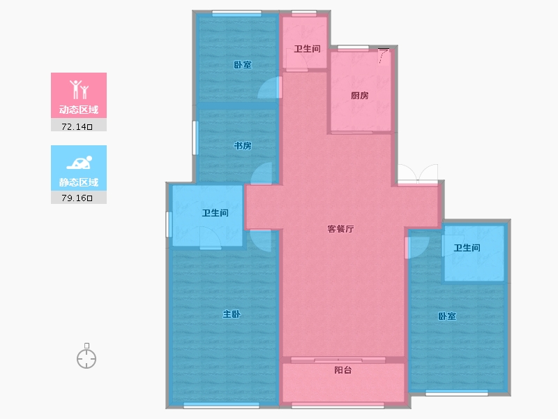 甘肃省-兰州市-兰石豪布斯卡-137.73-户型库-动静分区