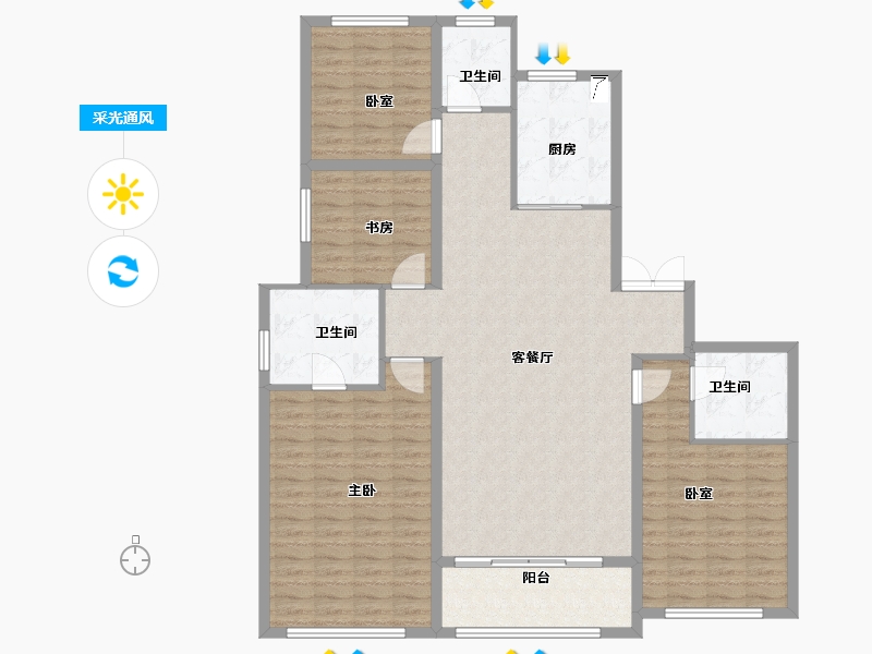 甘肃省-兰州市-兰石豪布斯卡-137.73-户型库-采光通风