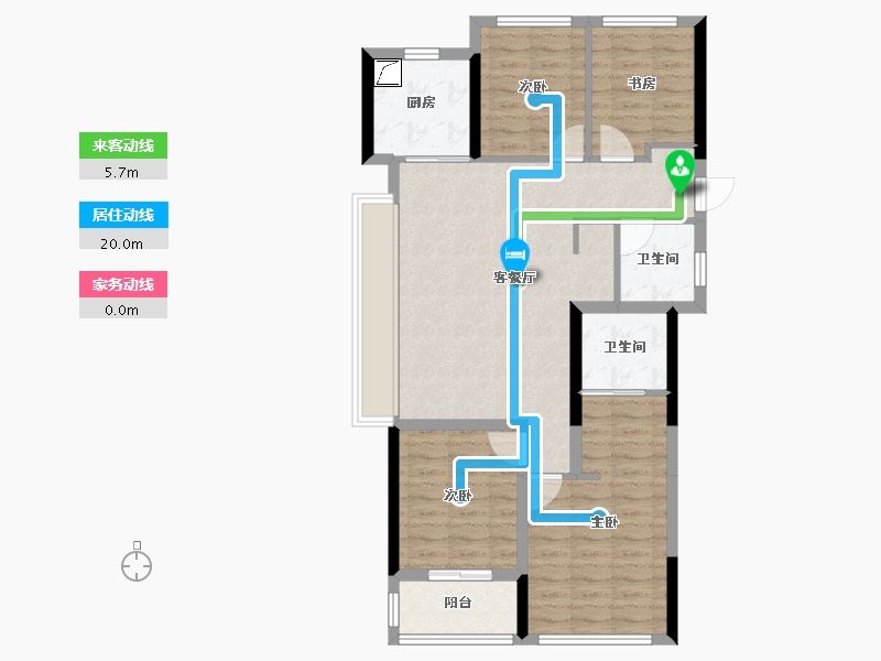 浙江省-杭州市-新希望华发锦粼云荟-86.96-户型库-动静线