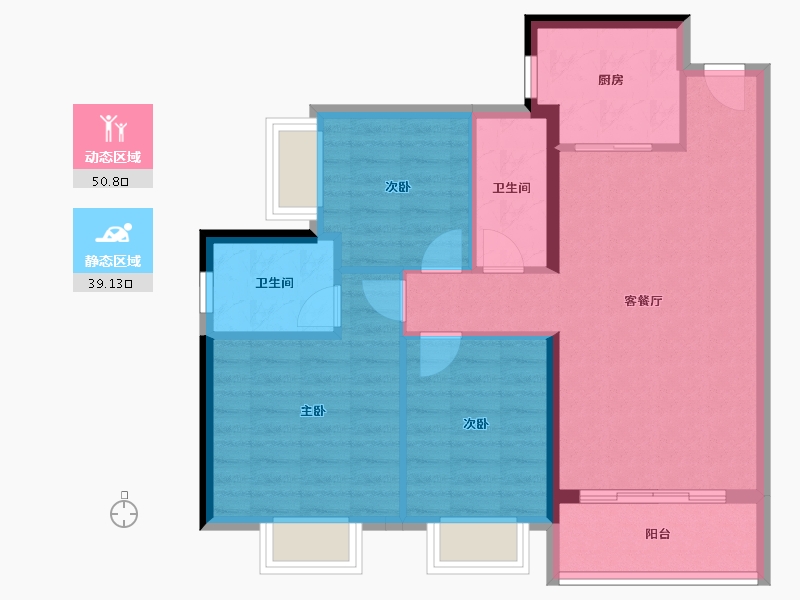 广东省-珠海市-佳兆业·水岸华都·悦港湾-80.80-户型库-动静分区