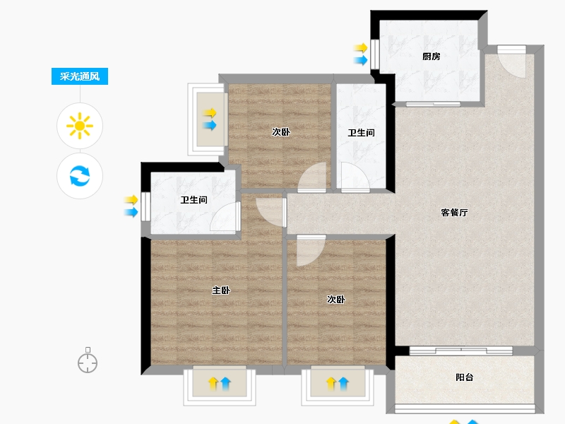 广东省-珠海市-佳兆业·水岸华都·悦港湾-80.80-户型库-采光通风