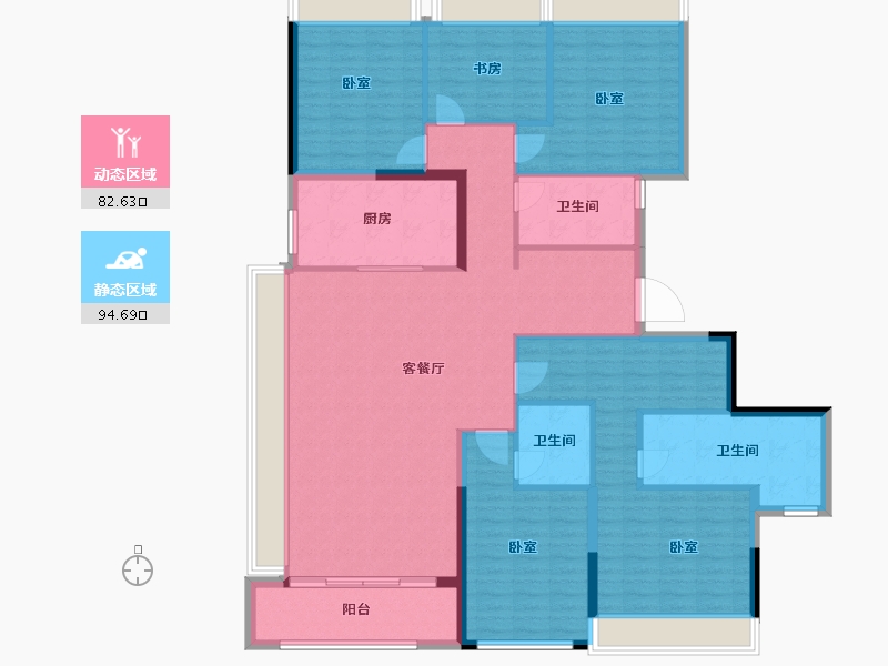 浙江省-杭州市-绿城桂冠东方-161.60-户型库-动静分区