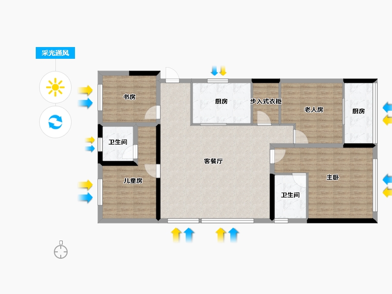 浙江省-杭州市-万达同心湾-114.75-户型库-采光通风