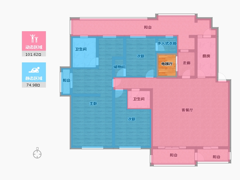 江苏省-南京市-复地御钟山-160.00-户型库-动静分区