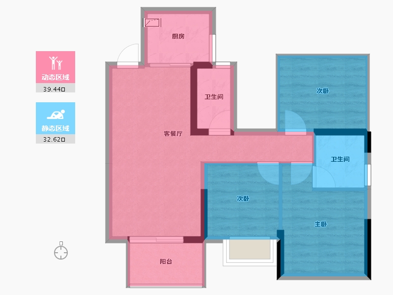 广西壮族自治区-南宁市-丰泽双湾紫云台-64.08-户型库-动静分区