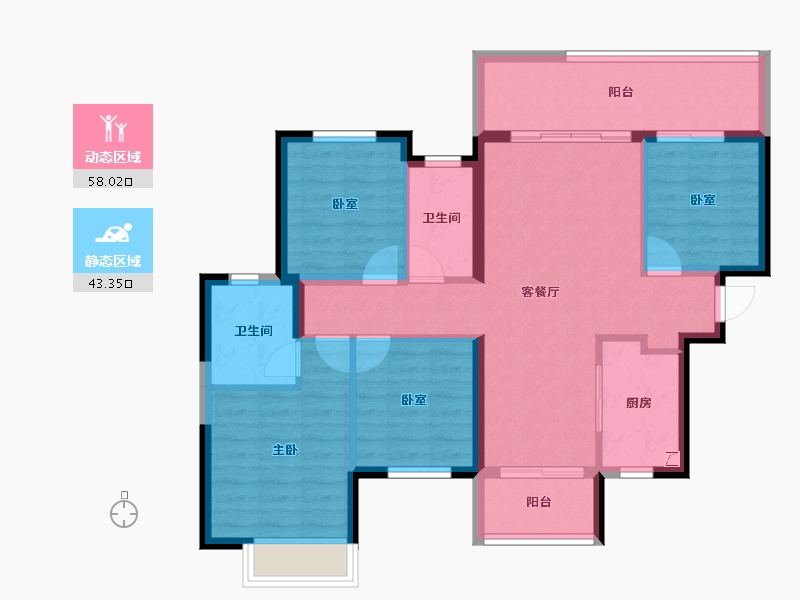 广西壮族自治区-南宁市-保利领秀前城-90.55-户型库-动静分区