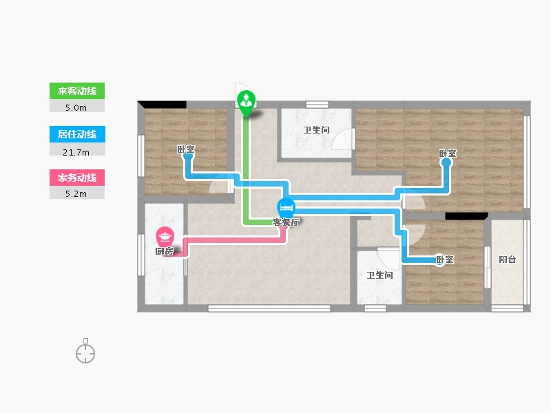 浙江省-杭州市-万达同心湾-90.68-户型库-动静线